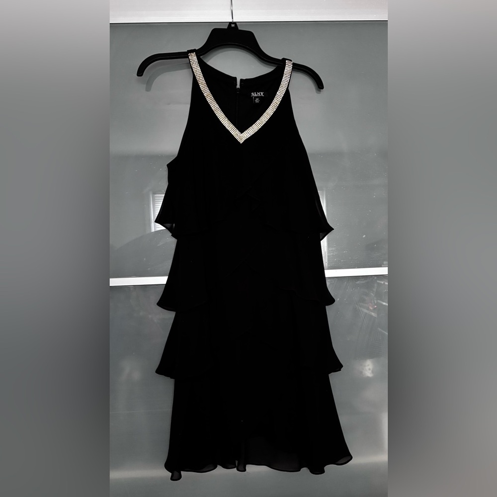 Little black Dress tiered with rhinestone collar